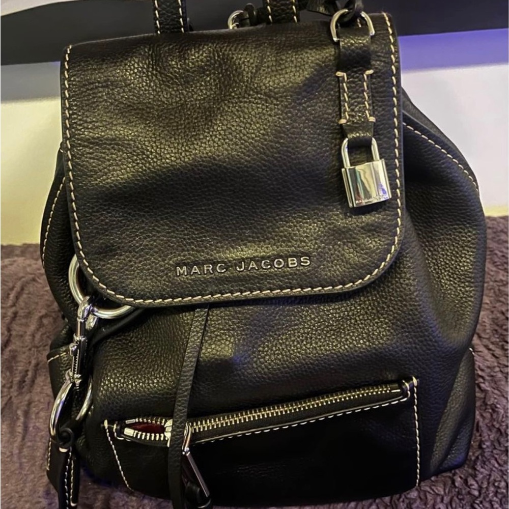 Marc Jacobs black leather grind backpack